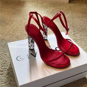 Givenchy Red G cube strappy Heels